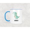 Plastový hrnek s vlastním jménem dinosaurus T-Rex 330ml (Barva ucha a zevnitř Bílá)