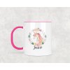 Plastový hrnek s vlastním jménem Jednorožec 330ml (Barva ucha a zevnitř Bílá)