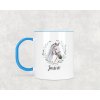 Plastový hrnek s vlastním jménem Kůň bílý 330ml (Barva ucha a zevnitř Bílá)