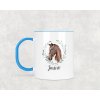 Plastový hrnek s vlastním jménem Kůň hnědý 330ml (Barva ucha a zevnitř Bílá)