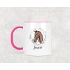 Plastový hrnek s vlastním jménem Kůň hnědý 330ml (Barva ucha a zevnitř Bílá)
