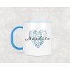 Plastový hrnek s vlastním jménem Srdíčko modré 330ml (Barva ucha a zevnitř Bílá)