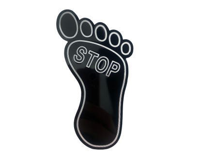 3D Chromová Samolepka - Noha STOP (černá)