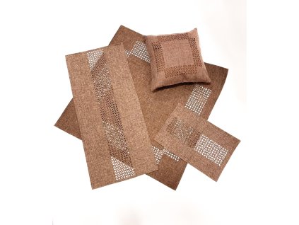 Vyšívaný obrus hnedý 012 (Veľkosť 40x140)