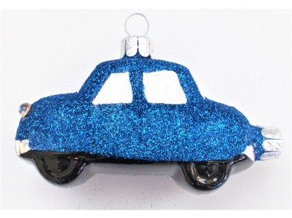 Vánoční ozdoba Modré auto s černými koly