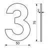 Domovní číslo - 3, ČERNÉ 2D, 75 mm - RICHTER CZECH RN.75L.3.CE