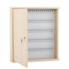 Skříňka na klíče 615x560x125, 100 háčků, RAL7035, lamino bříza