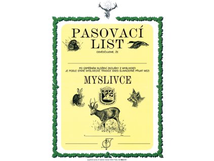 Pasovací list na myslivce