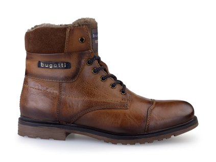 hnědá zimní kožená bota s kožichem