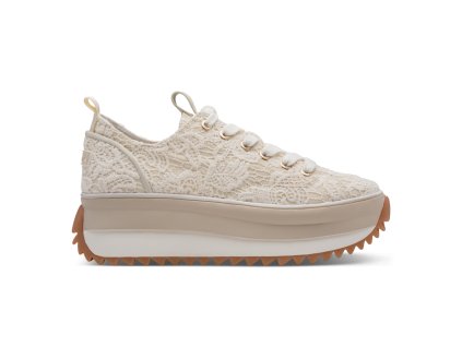 béžové látkové tenisky, dámské na platformě