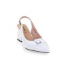 dámské bílé kožené lodičky s otevřenou patou