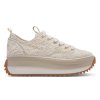 béžové látkové tenisky, dámské na platformě
