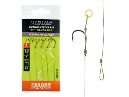 Feederový pletený nadväzec so silikónovým krúžkom 12 5ks/ks.