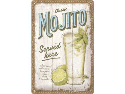 Plechová cedule: Mojito Served Here - 20x30 cm