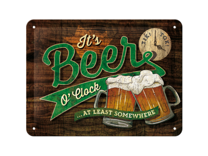 Plechová cedule - It's Beer O'Clock