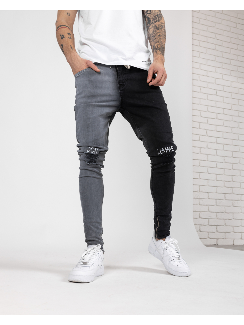 Jeans Half Black and Grey Donlemme