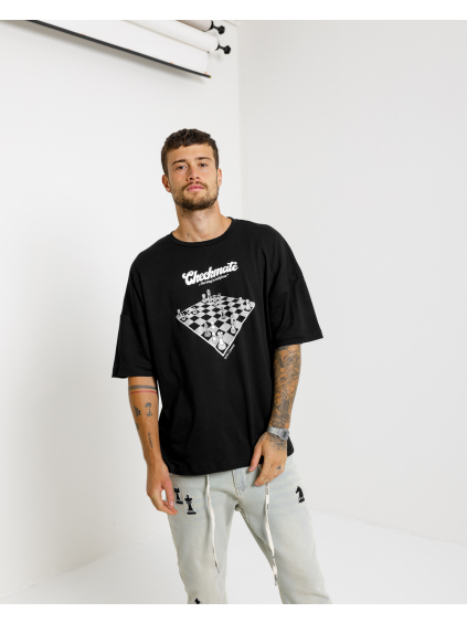 Oversized T-shirt Checkmate - black (Size XL)