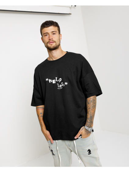 Oversized T-shirt Helpless - black (Size XL)