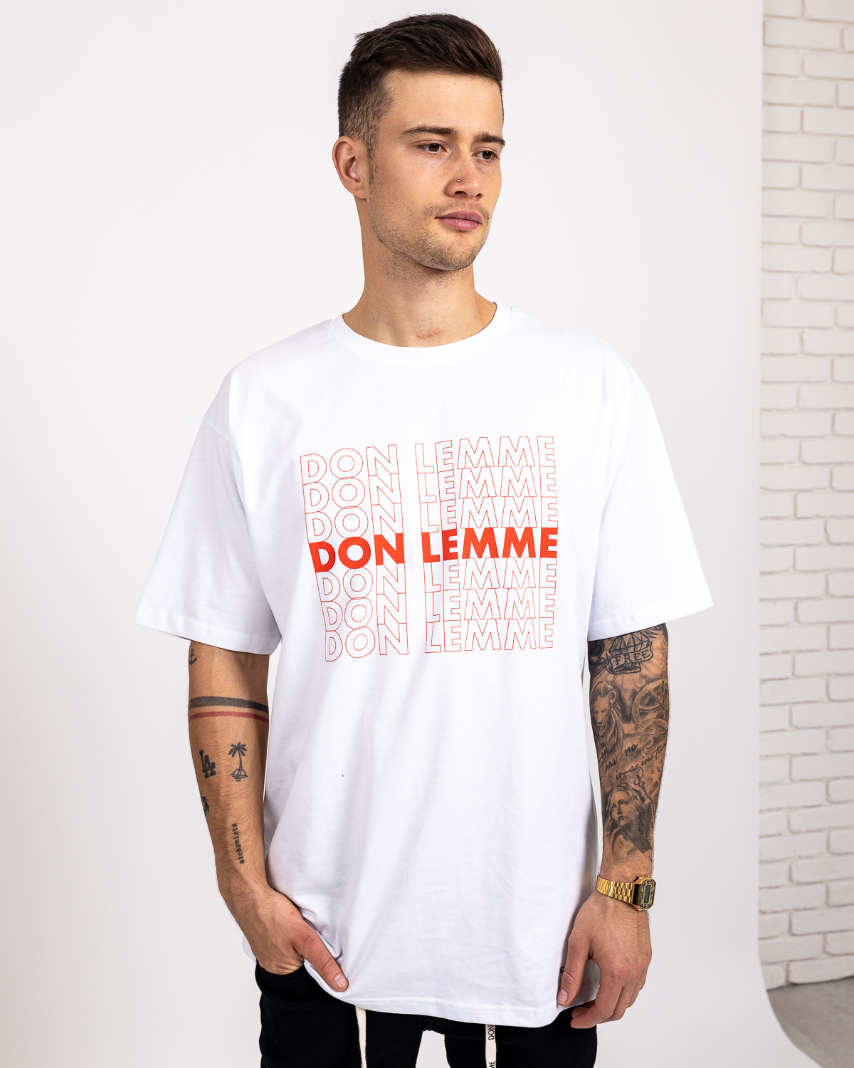 Don Lemme Oversized Póló Outline - fehér Méret: S