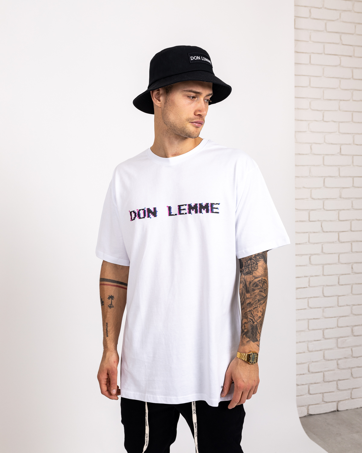 Don Lemme Oversized Póló Glitch - fehér Méret: S