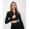 Crop top Zip UP - black (Méret One size)