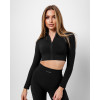 Crop top Zip UP - black (Méret One size)