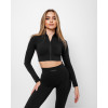 Crop top Zip UP - black (Méret One size)