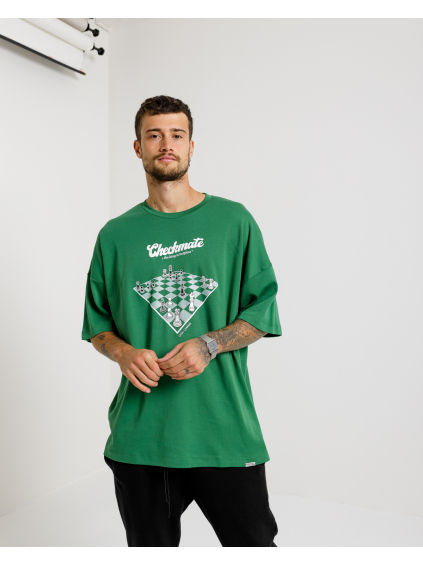 Oversized Tricou Checkmate - green (Mărime XL)