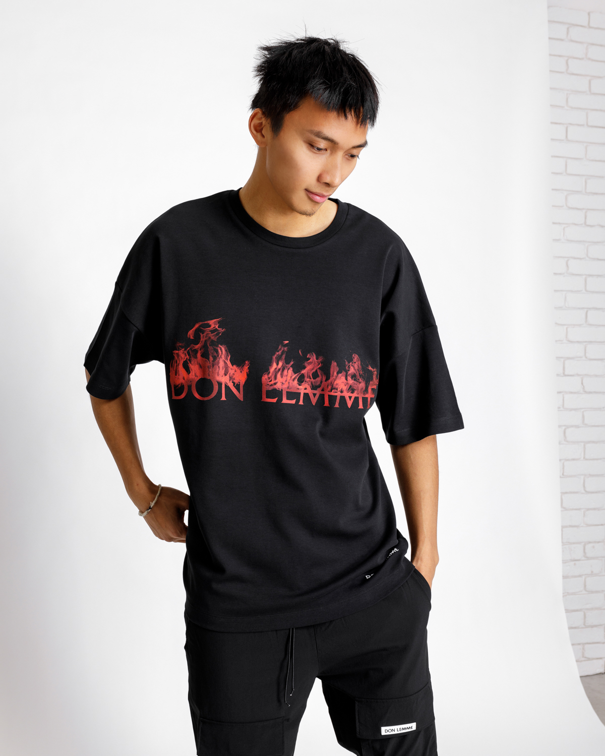 Oversized Tricou Burning - black