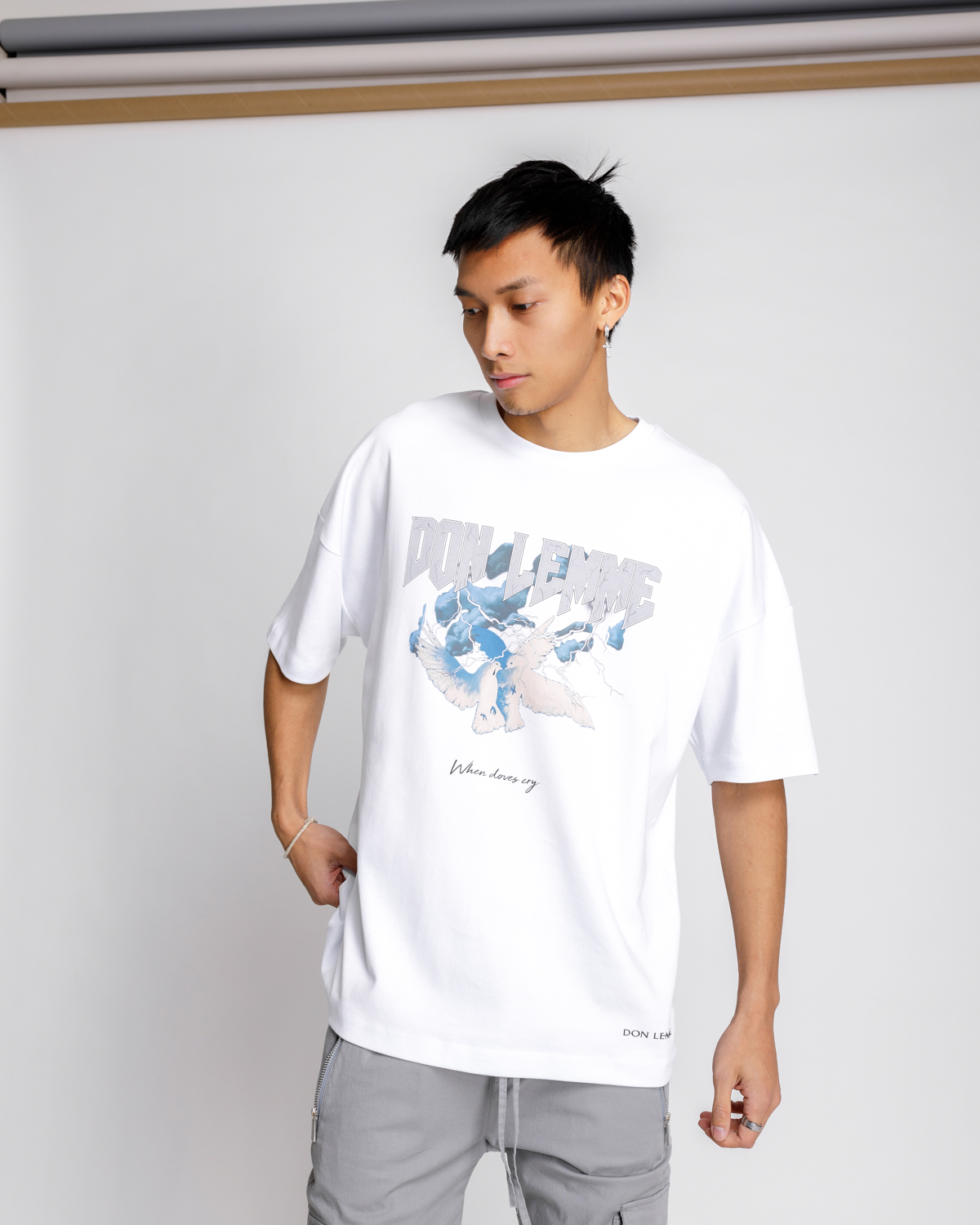 Oversized Tricou Doves - white