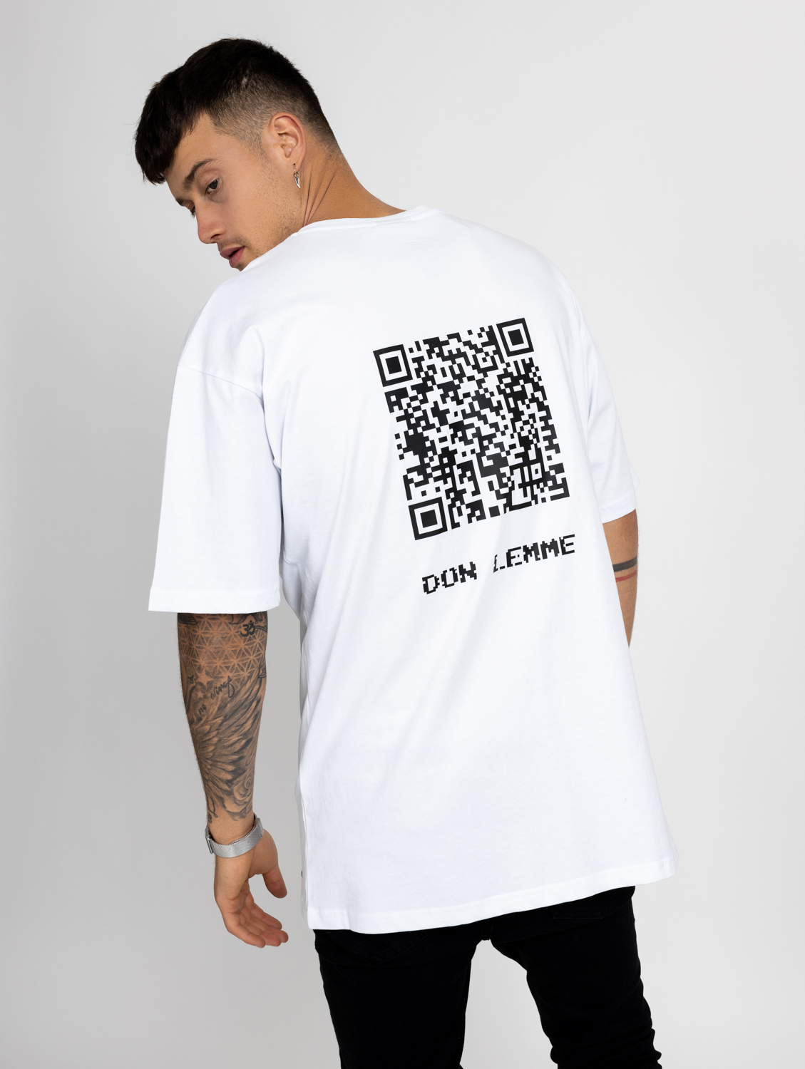Don Lemme Oversized Tričko QR Code - biele Veľkosť: L