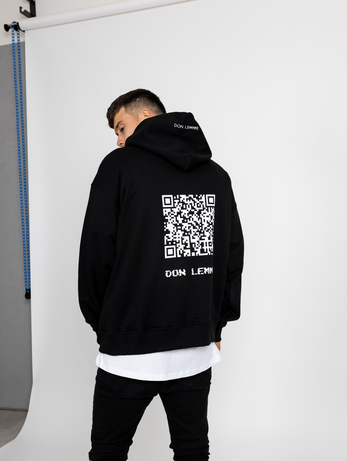 Don Lemme Oversized Mikina QR Code - Čierna Veľkosť: M