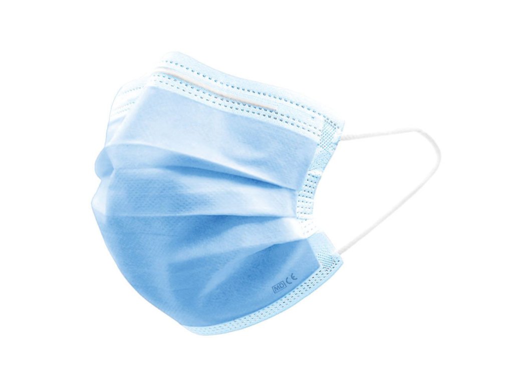 M+W Ústenka Colormask 50 ks modrá (na gumičku)  Třívrstvé ústenky s elastickým páskem.