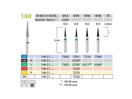 Brousek diamantovaný T 806.314.160.504.014  extra jemný rotační dokončovací brousek