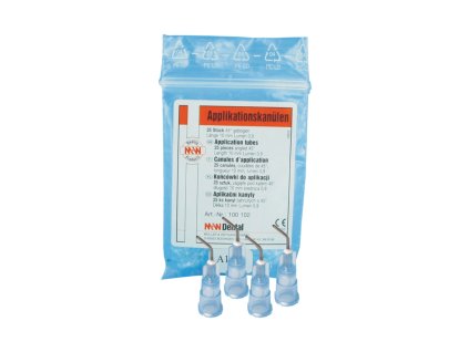 M+W kanyly modré 25ks  pro bodově přesnou aplikaci leptacího gelu
