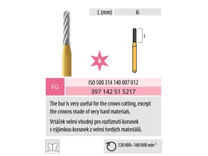 Vrtáček T 506.314.140.007.012 TC monolit zlacený  Medin Progressive vrtáček T 500.314.140.007.012 TC monolit zlacený pro stomatologii