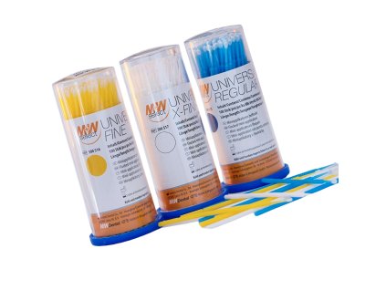 M+W Universal tips extra jemné bílé 100ks s držátkem  pro bodově přesnou aplikaci tekutin a gelů