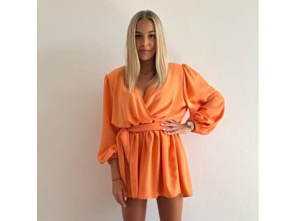 Šaty s podšitými kraťaskami orange 2v1