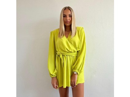 Šaty s podšitými kraťaskami neon yellow 2v1