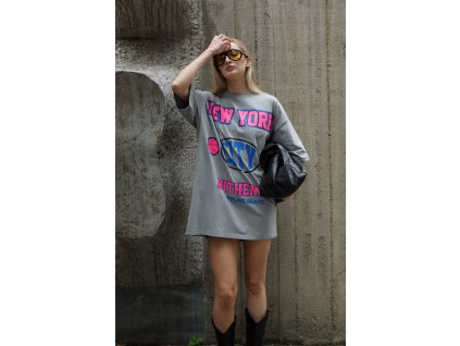 Tričkošaty New York gris oversize