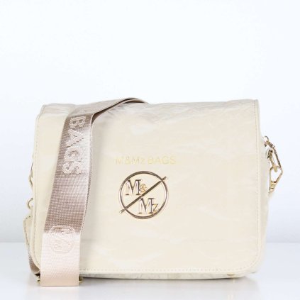 Pavlína Krémová Sametová Crossbody Kabelka se Zlatými Detaily