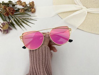 Ružové slnečné okuliare Vintage Cat Eye