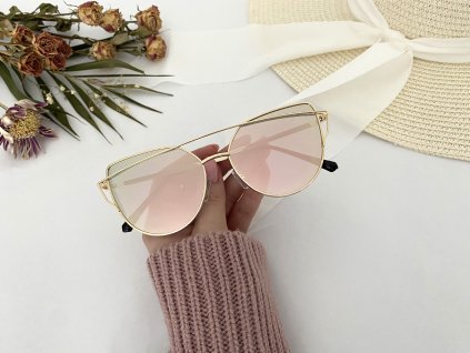 Svetloružové slnečné okuliare Vintage Cat Eye