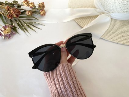 Čierne slnečné okuliare Retro Cat Eye