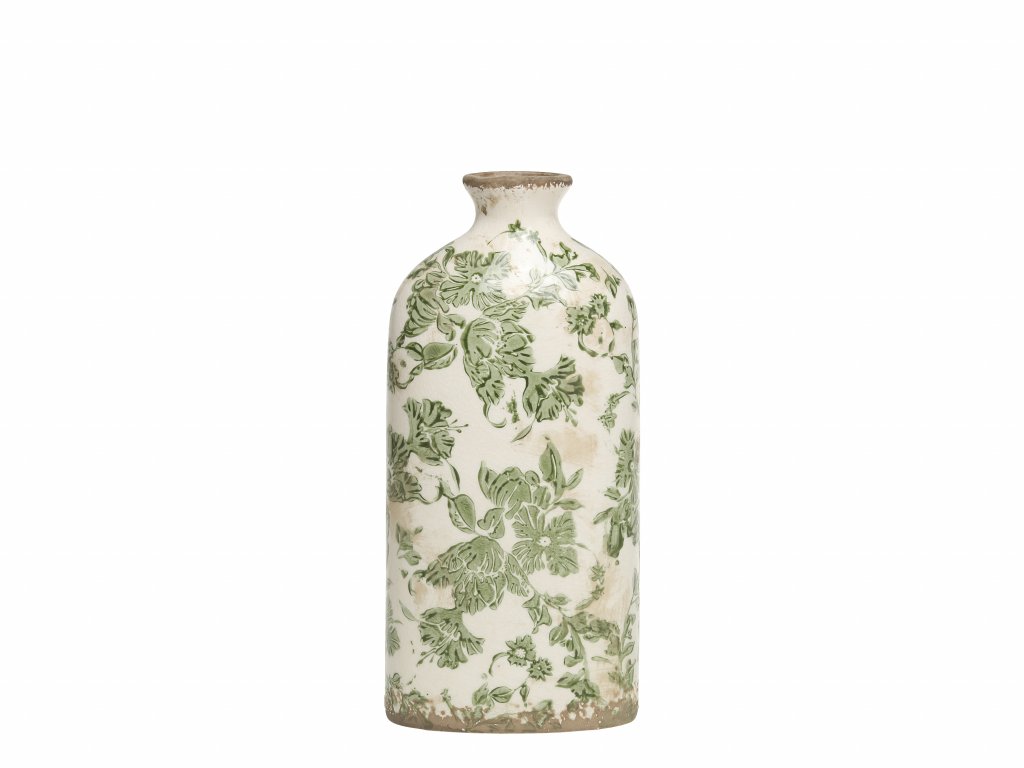 Melun váza ve vintage stylu olivově zelená Chic Antique