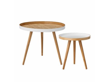 Kulatý konferenční stolek bambusový bílý větší