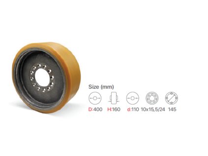 Hnacie koleso na JUNGHEINRICH 400x160-110 mm, číslo dielu 51356844, 51701139