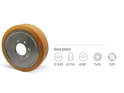 Hnacie koleso na JUNGHEINRICH - 51754648 , rozmer 343x114-90 mm