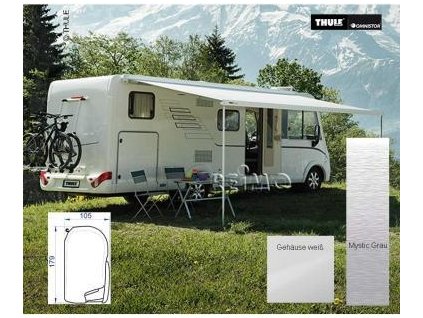 12V Boční markýza Omnistor 8000 (Barva pouzdra Bílá, Délka markýzy 500 cm)