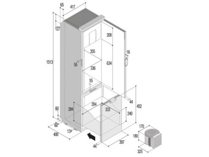 Chladnička SLIM 150 CHR - 156 l - Šedá